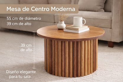 Mesa Centro Listonada Madera Flor Morado. Envió Gratis