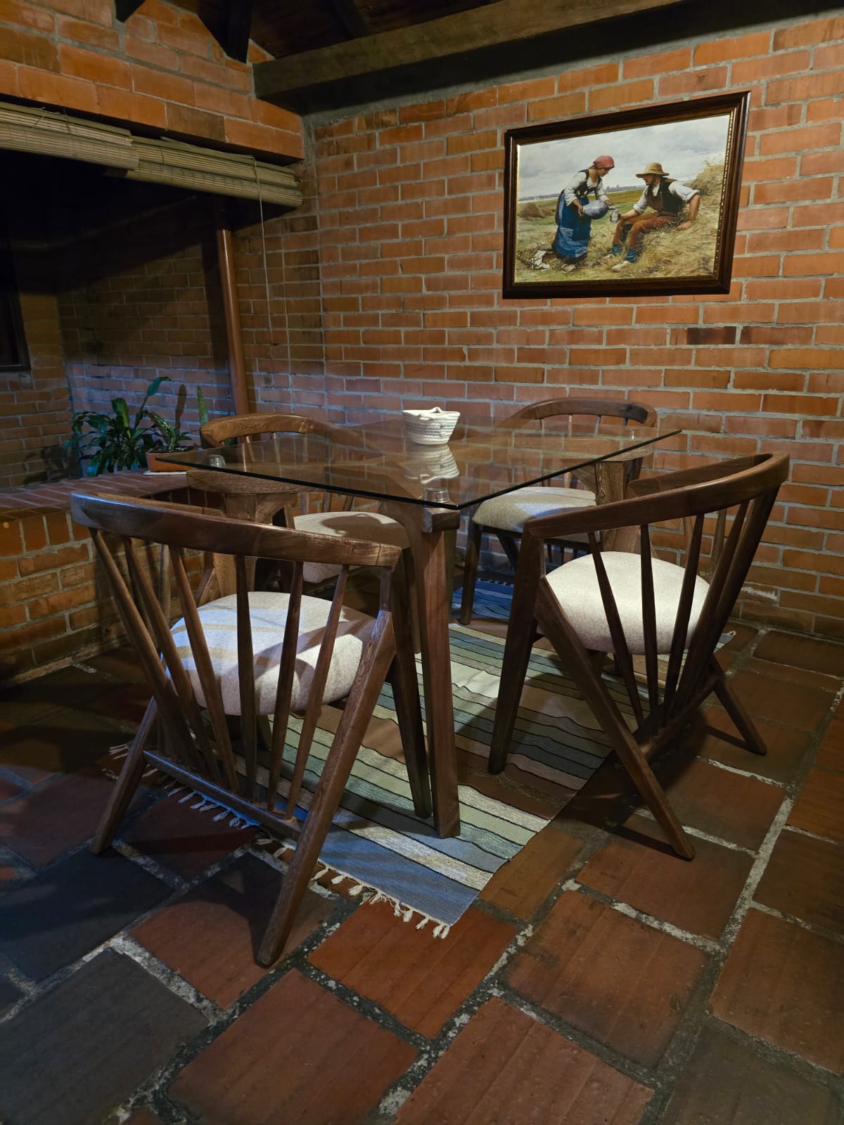 Comedor Clásico lujo Flor Morado 4 puestos