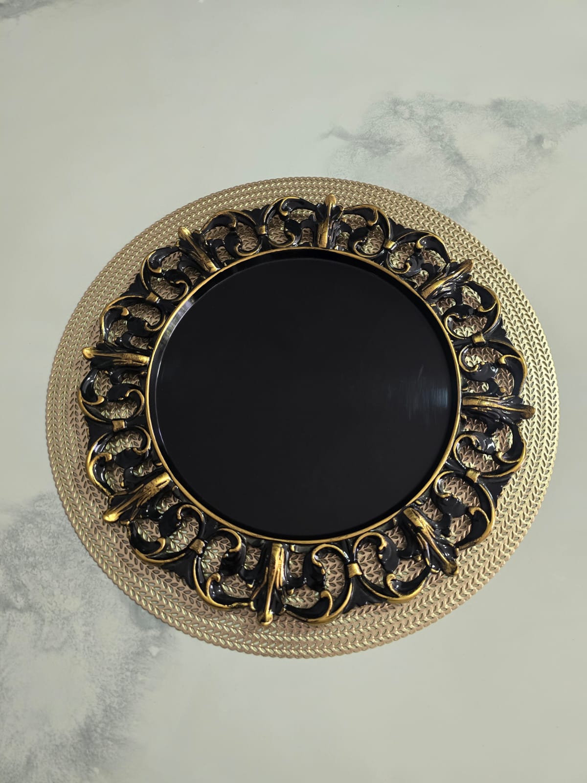 PAGO CONTRAENTREGA Combo No.1: portaplato negro dorado, individual dorado. $22.000 cada puesto, envío incluido.